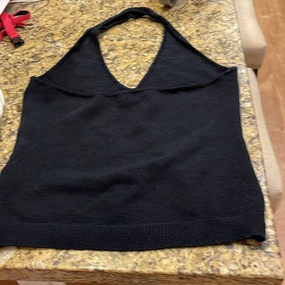 Top halter V- neck Crystal pattern lower back. Size M 12 1/2” armhole /bottom - Picture 3 of 4